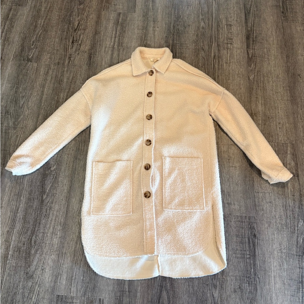 Cream Button-Up Women's Coat